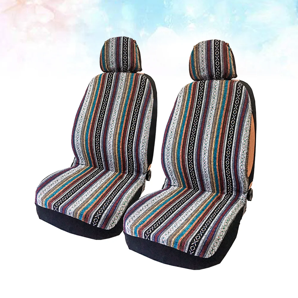 

Stylish Ethnic Style Double Front Seat Car Seat Cover Dustproof Car Seat Protector Grey Car Interior Accessories A50