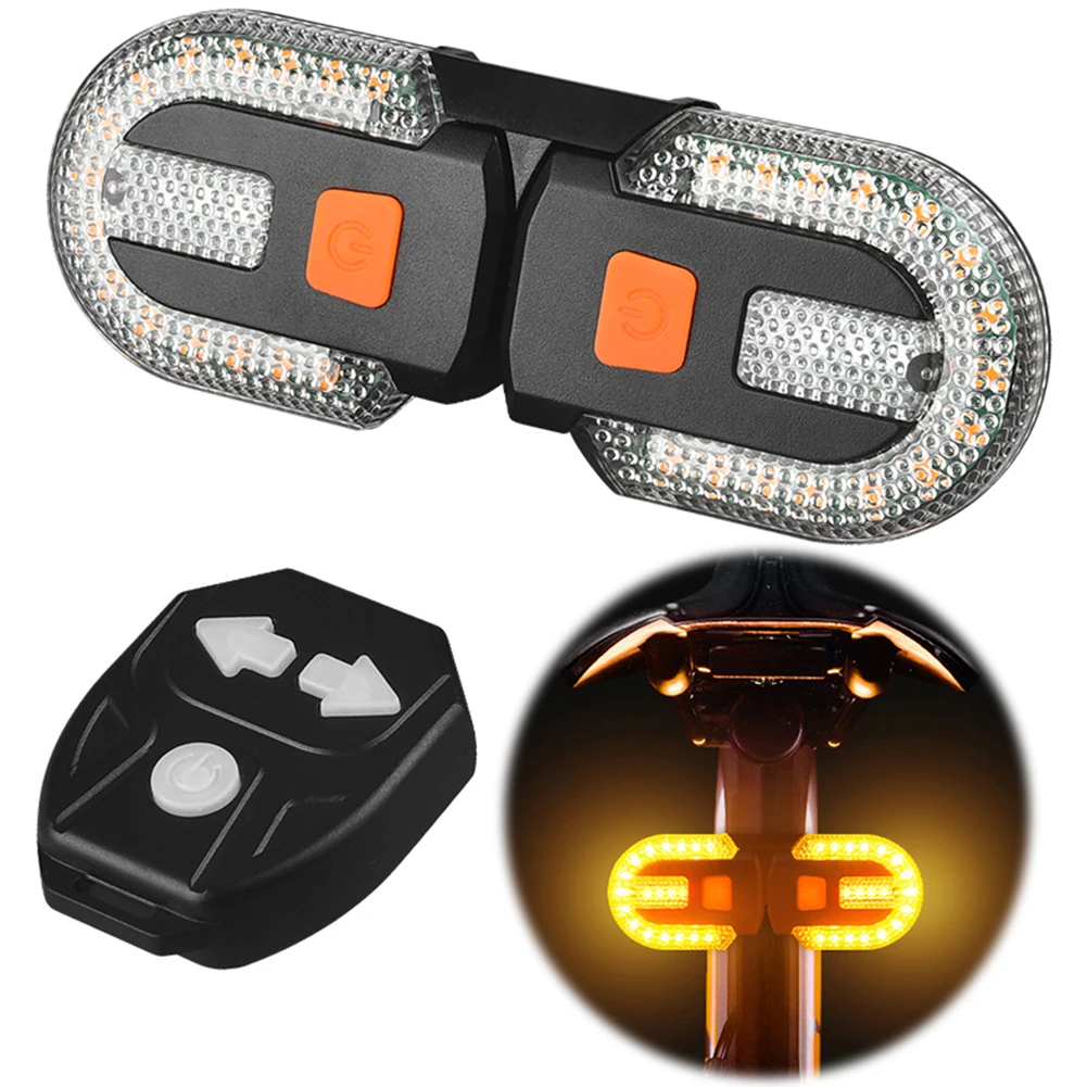 Bicycle Turn Signal Light with Remote Control Wireless Bicycle Rear Lamp USB Rechargeable Bike Accessories for Night Safty Ridin
