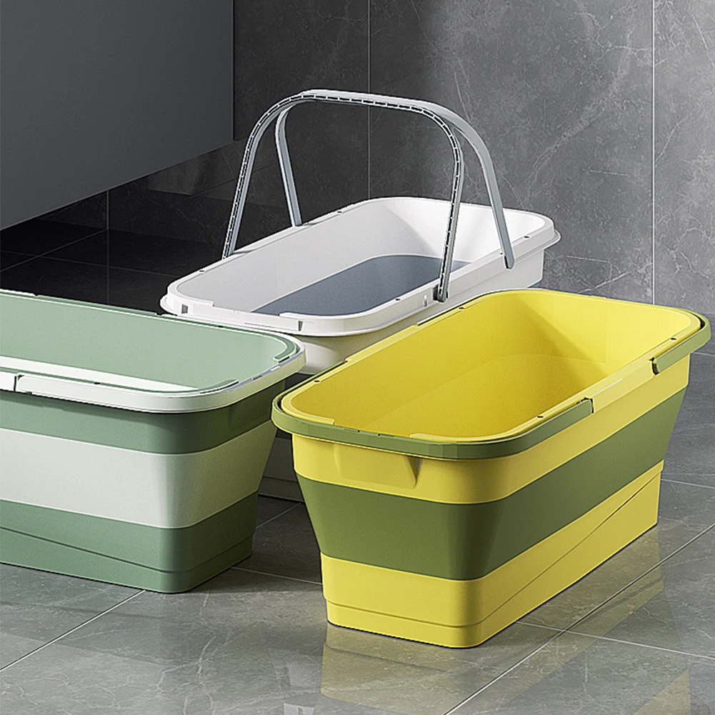 Foldable Mop Bucket Laundry Barrel Rectangular Large Washing Basin Space-Saving Reusable Household Cleaning Bathroom Accessory