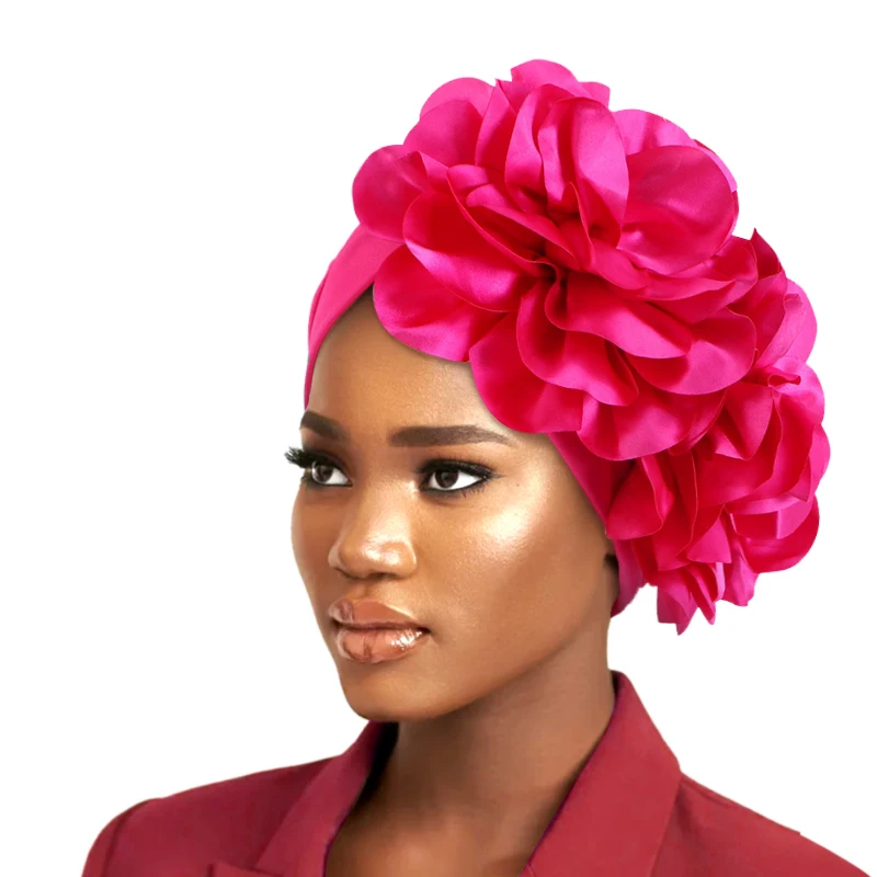 New Women Large Flower African Turban Cap Muslim Hijab Caps Bonnet Islamic Inner Hijabs Headwrap Chemo Cap Ladies Bandanas Cap 2022 plain modal ctton turban cap muslim fashion wrap elastic tie back head wraps ladies soft headband bonnet islamic hijab caps