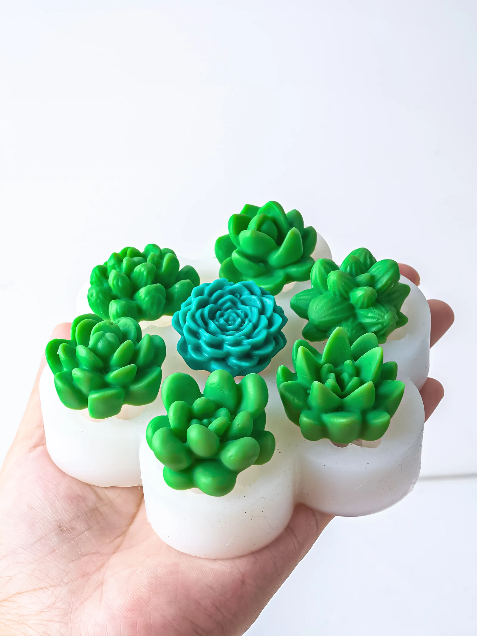 7-Piece 3D Succulent Flower Silicone Mould Set