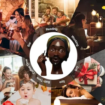Black Woman Head Incense Burner Black People Smoke Cigarettes Incense Holder Decorative  Airflow Incense Burner Statue 2