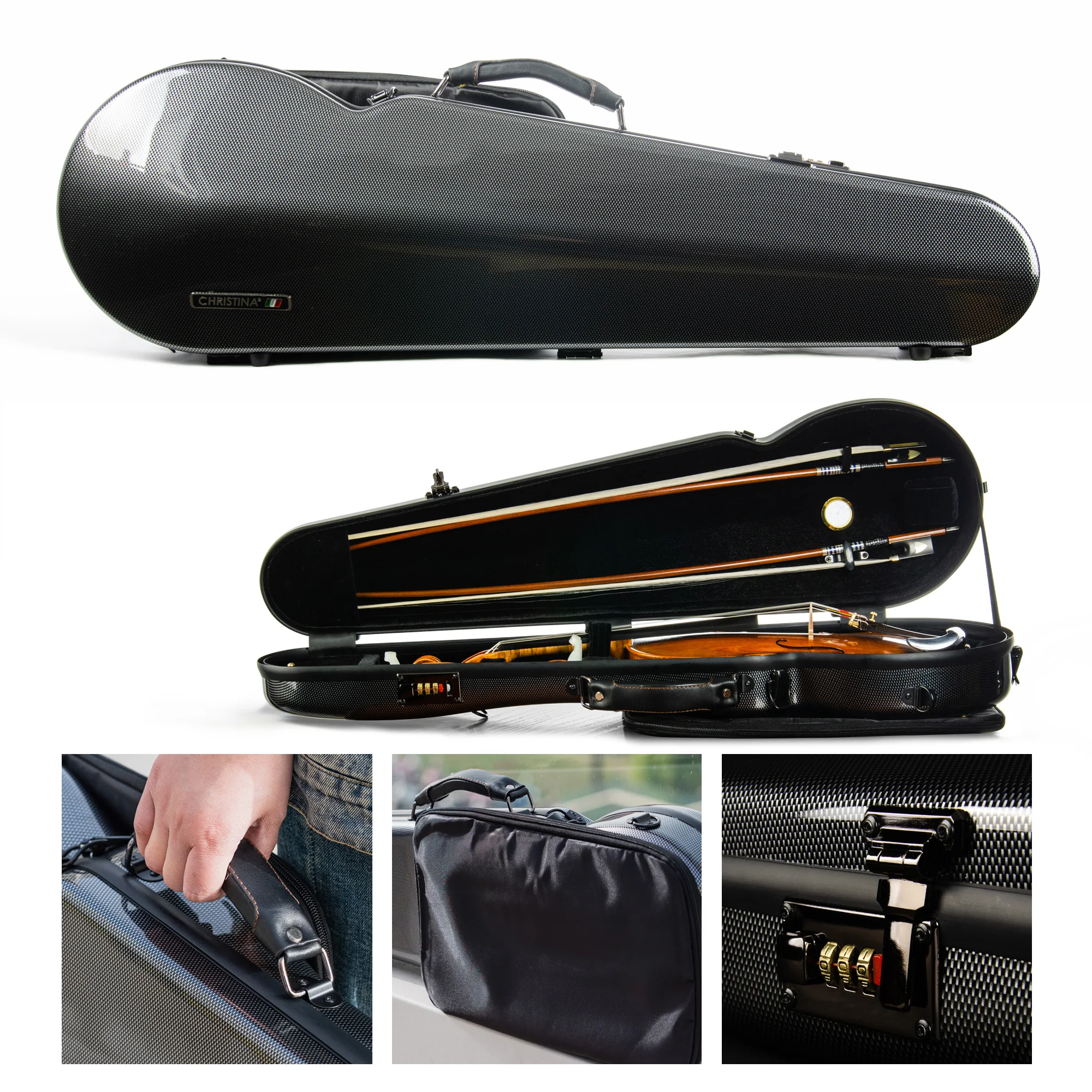 바이올링 남성용 실버 오토바이 패션 반지, 선물로도 완벽한 쥬얼리, 절대 놓치지 말아야 할 핫한 할인 9 크리스티나 탄소 섬유 바이올린 케이스, 삼각형 BV03BK 블랙 도트, 방수 경량, 시트 음악 가방 코드 잠금, 4/4 사이즈