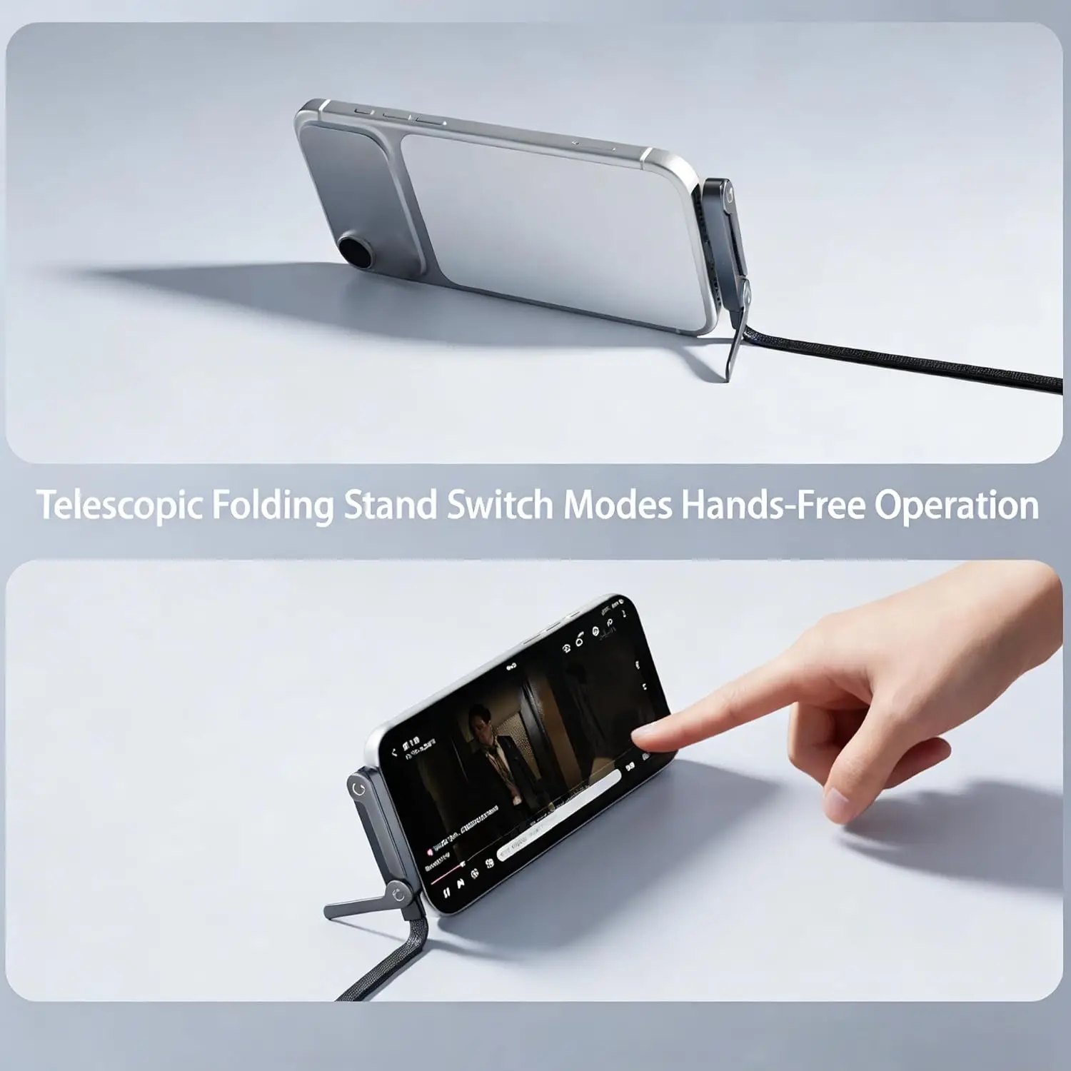 1/2PCS Type C To C Charger Cable 240W Fast Charging Data Line with Built-In Phone Stand for IPhone Samsung Xiaomi Google 4