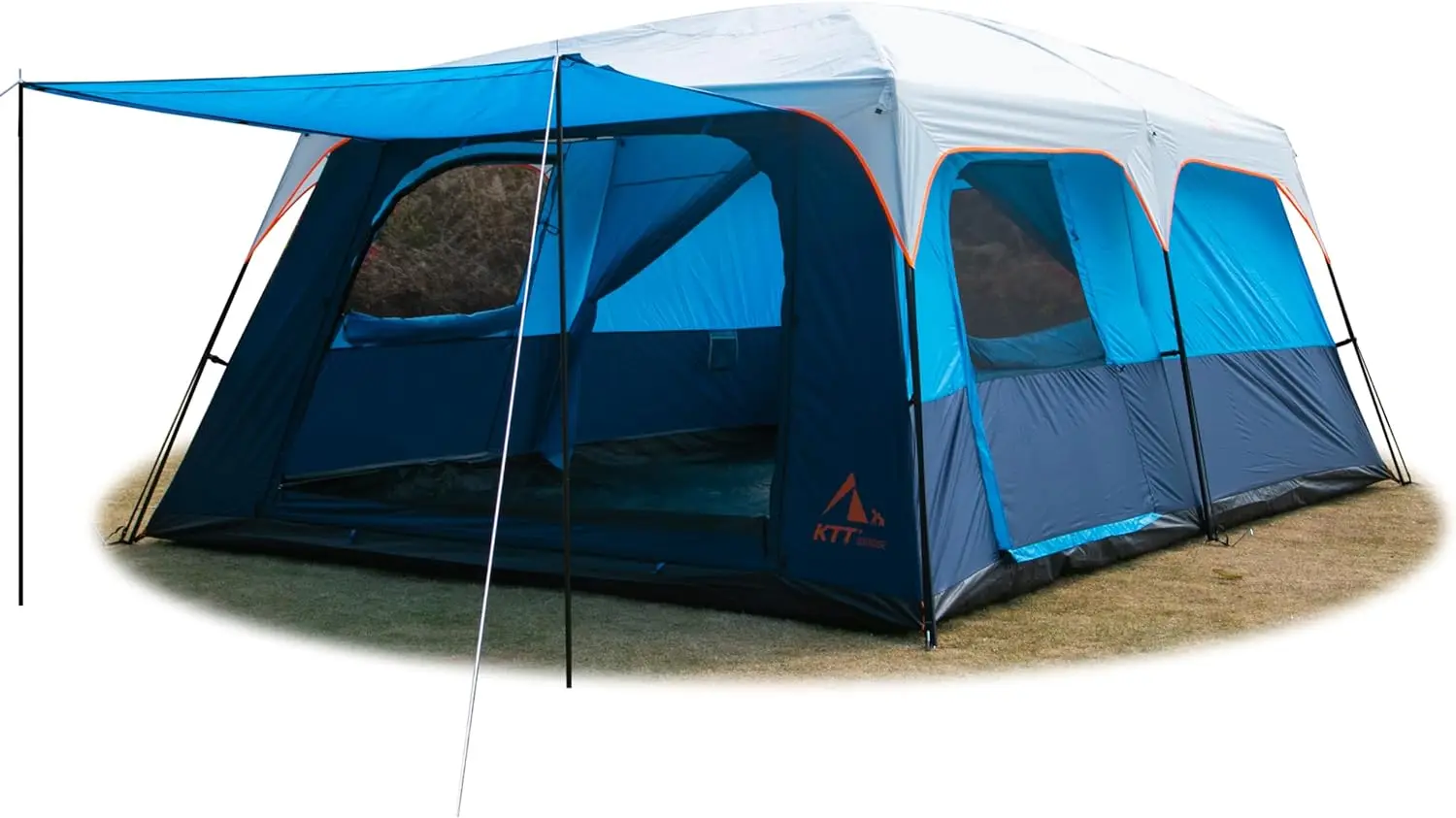 

KTT Extra Large Tent 12 Person(Style-B),Family Cabin Tents,2 Rooms,Straight Wall,3 Doors and 3 Windows with