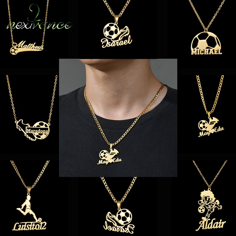 Nextvance Custom Name Necklace Football Sports Style Stainless Steel Men Personalized Pendant Soccer Fans Favorite Jewelry Gifts cheer plastic horn football game fans cheerleading props vuvuzela kid trumpet wholesale dropshipping for sports meet