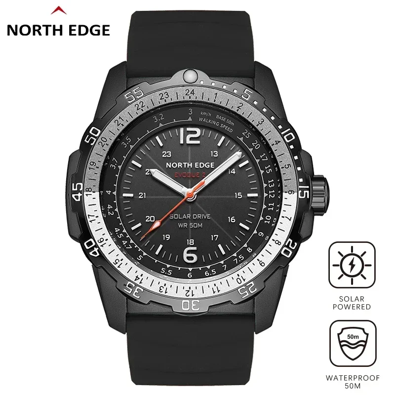 NORTH EDGE EVOQUE 2 Men Digital Military Watch Waterproof 50M Men's Sport Wristwatches Solar Power Luminous Enviormentally Clock 3