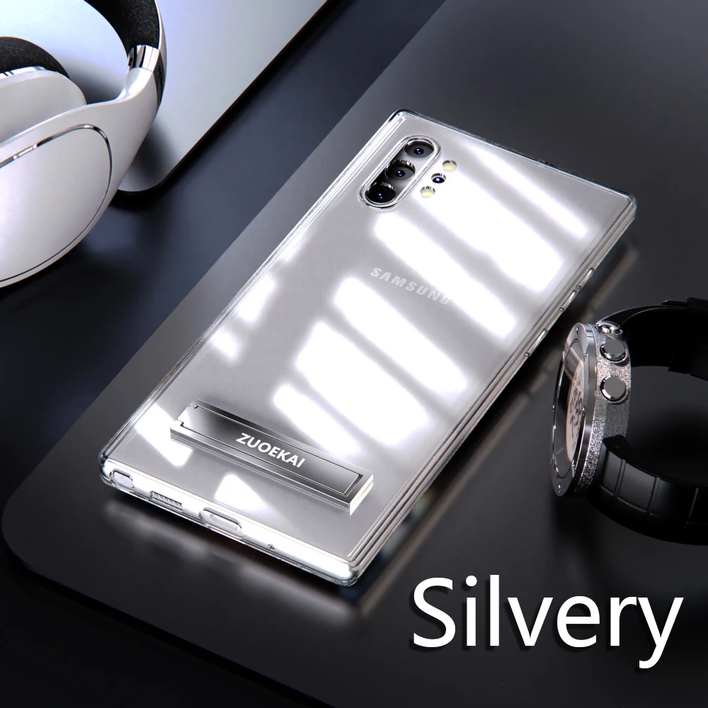 Luxury Transparent Holder Stand Shockproof Clear Soft Back Cover Case