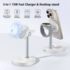 15W 3-in-1 Magnetic Wireless Charging Station Travel Fast Charger For Magsafe iPhone 16 15 14 13 12 Apple Watch 10-2 AirPods Pro