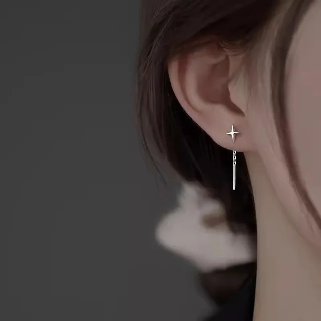 New Korean Star Ear Wire Tassel Thread Chain Climb Star Pendants Drop Earrings Women's Straight Hanging Earings Jewelry 5