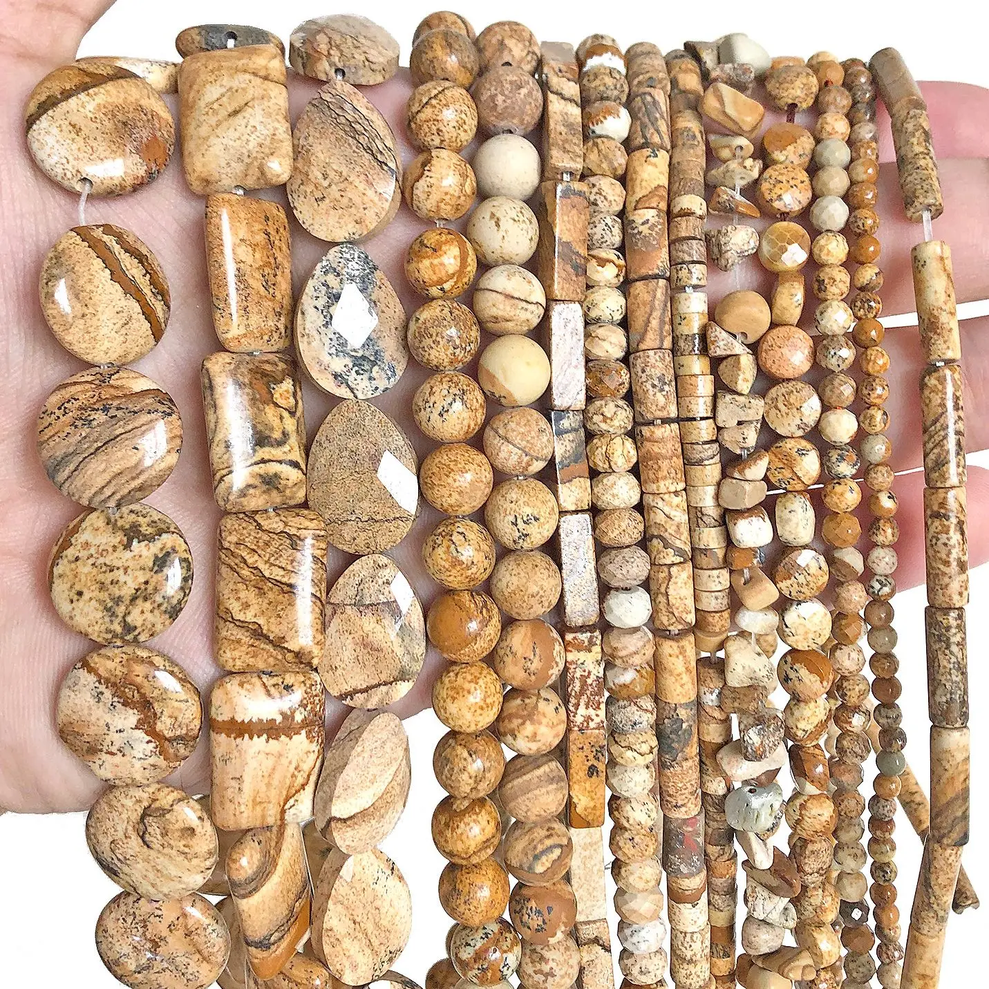 Picture Jasper Natural Stone Beads Round Tube Spacer Ronelle Beads For Jewelry Making Bracelet Earrings Necklace DIY Accessories