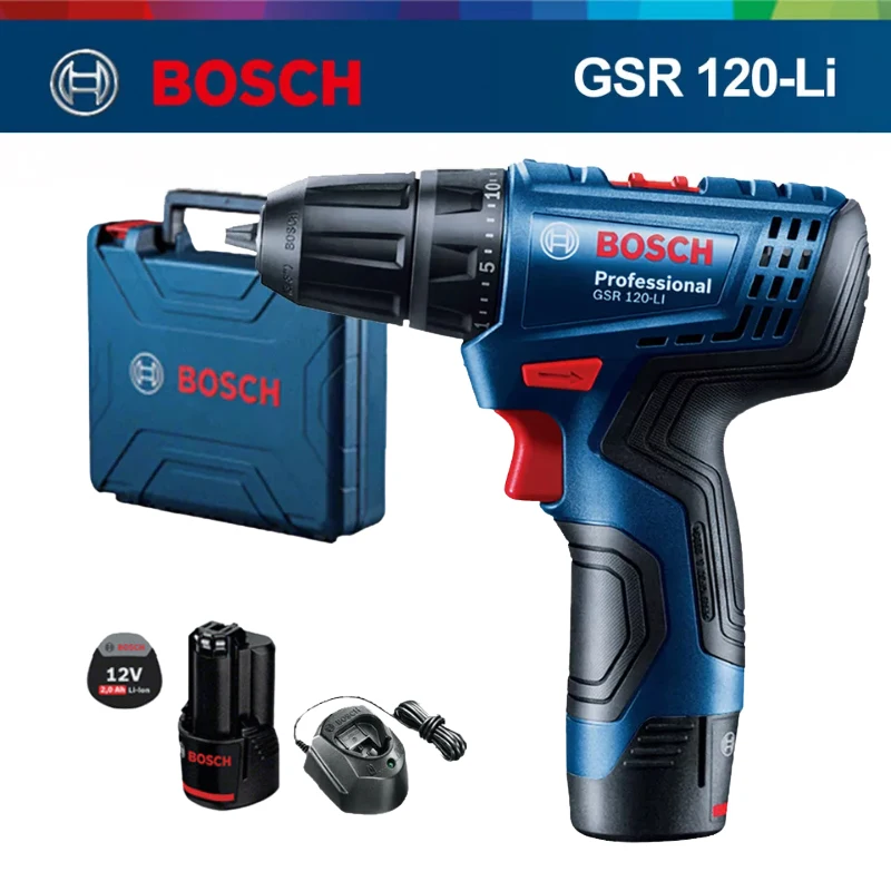 

Bosch Cordless Driver GSR120-Li Handheld Electric Screwdriver 12V Lithium Drill Household Power Tool Screwdriver With Battery