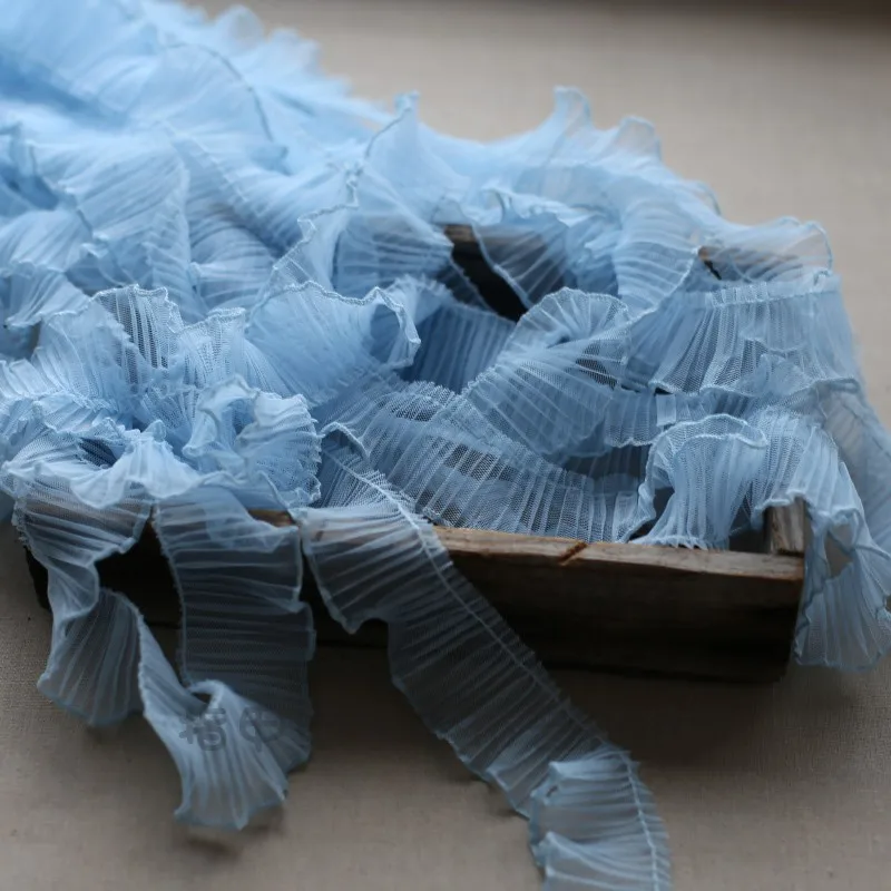 Tulle Mesh Pleated 레이스 원단, 바느질 드리 워진 리본, 프릴 트림, 로리타 드레스 의류 칼라 봉제 DIY 재료, 5cm Wid