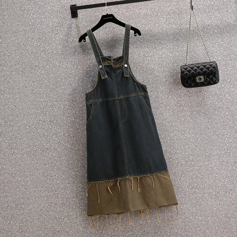 Abito Da Donna In Denim Allentato Abito Da Donna In Denim Patchwork Tascabile Con Cinturino A Spaghetti Femminile Abiti Vintage In Denim Con Frange Pa