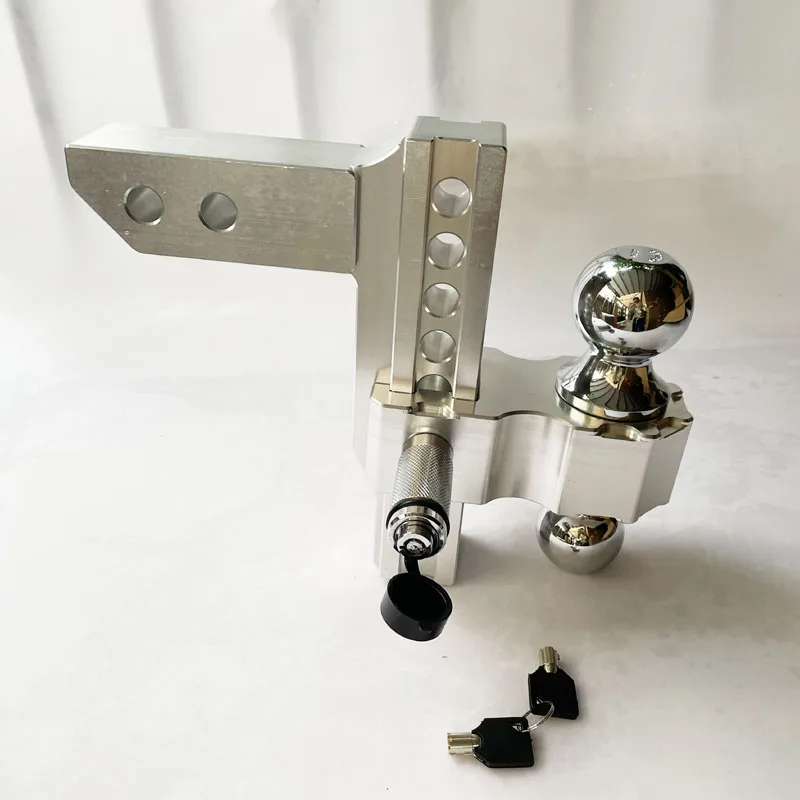 Adjustable Trailer Hitch 2" Receiver 6" Drop/Rise Drop Hitch 12500 LBS GTW Ball Mount 2-5/16" Dual Towing Ball Double Locks 10"