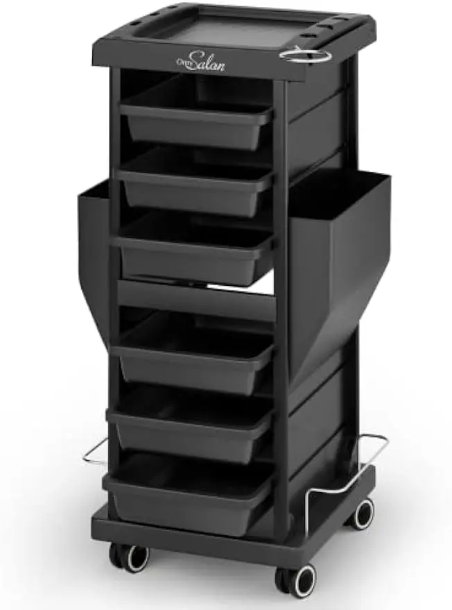 Salon Trolley with 6 Drawers & Dryer Holder, Rolling Hair Cart Organizer, Mobile Storage Station Hairstylist Cart with Wheels
