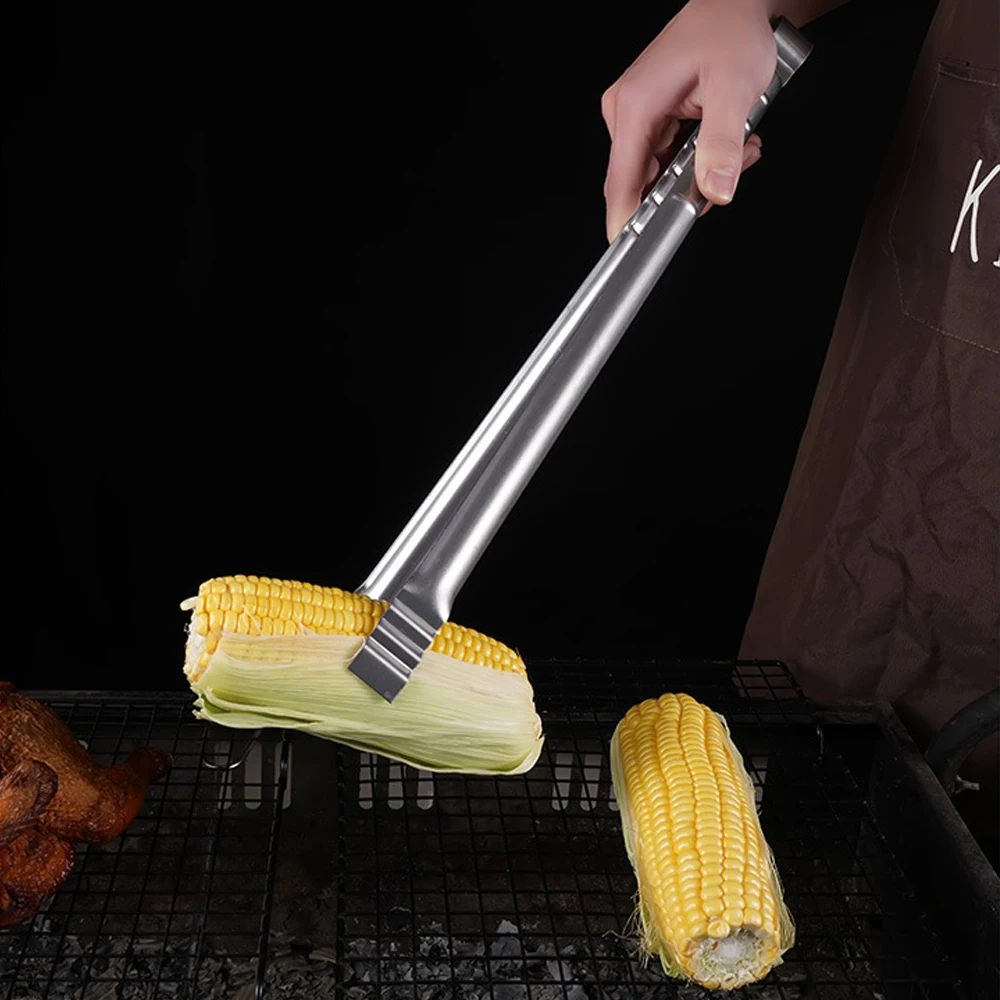 Extra Long Grill Tongs 45CM Stainless Steel for Kitchen Cooking Grilling Barbecue Food Clip Tool Silver