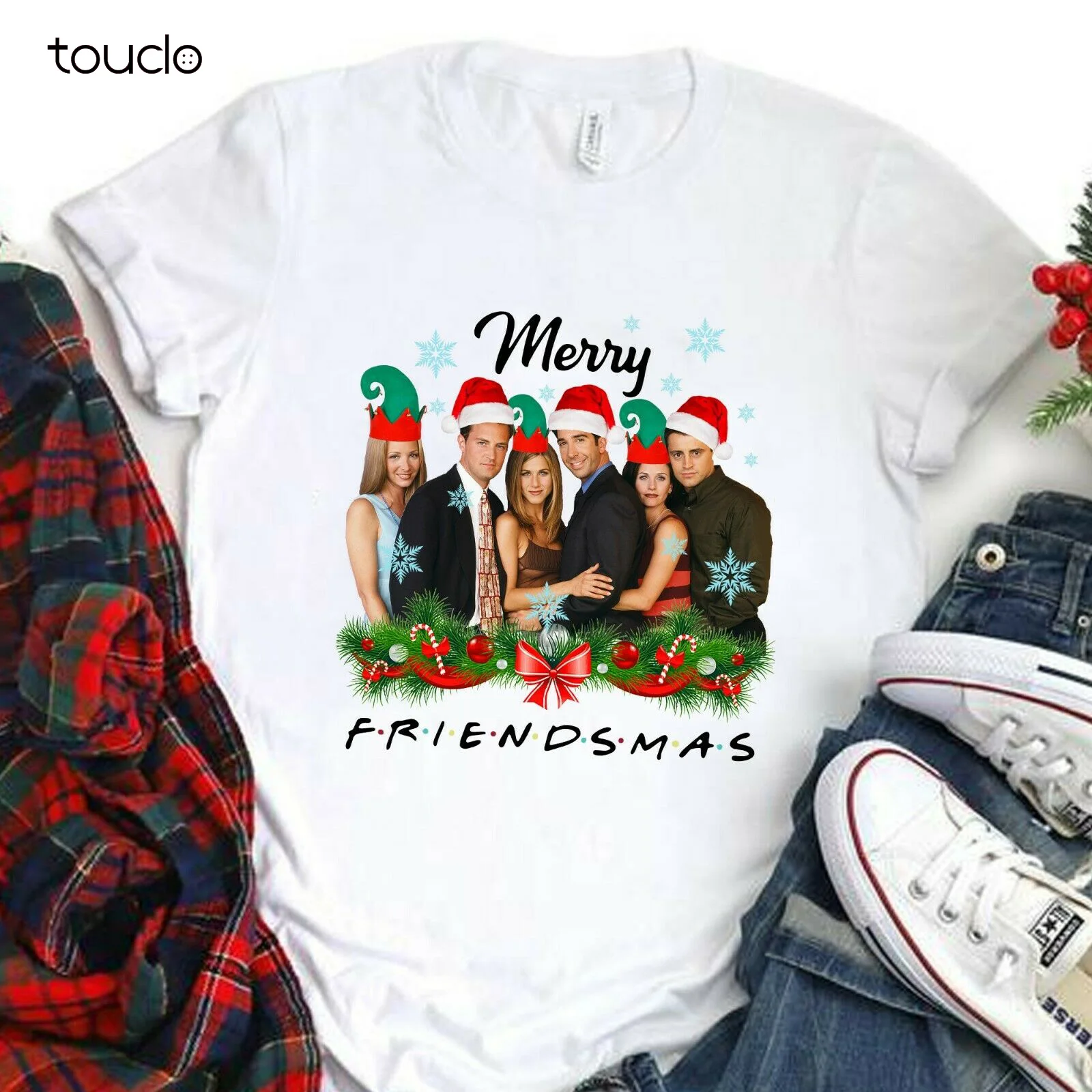 

Merry Friendsmas Shirt Christmas Friends Tv Series Christmas Gift Unisex S-3Xl Custom Aldult Teen Unisex Digital Printing