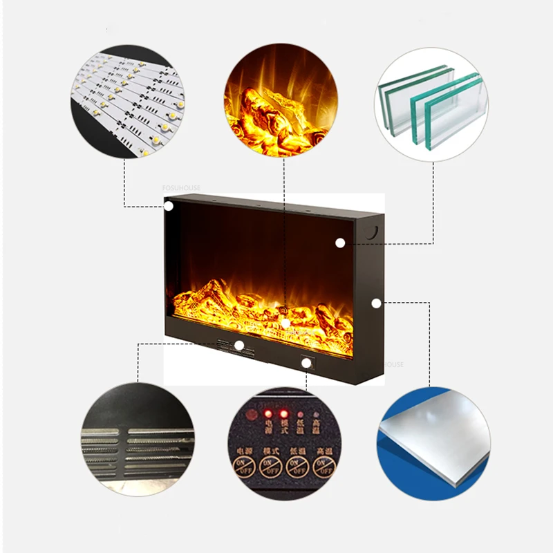 Creative Home Decor Fireplaces Villa Hotel Indoor Electronic Heating Heater Living Room Embedded Fake Flame Decorative Fireplace
