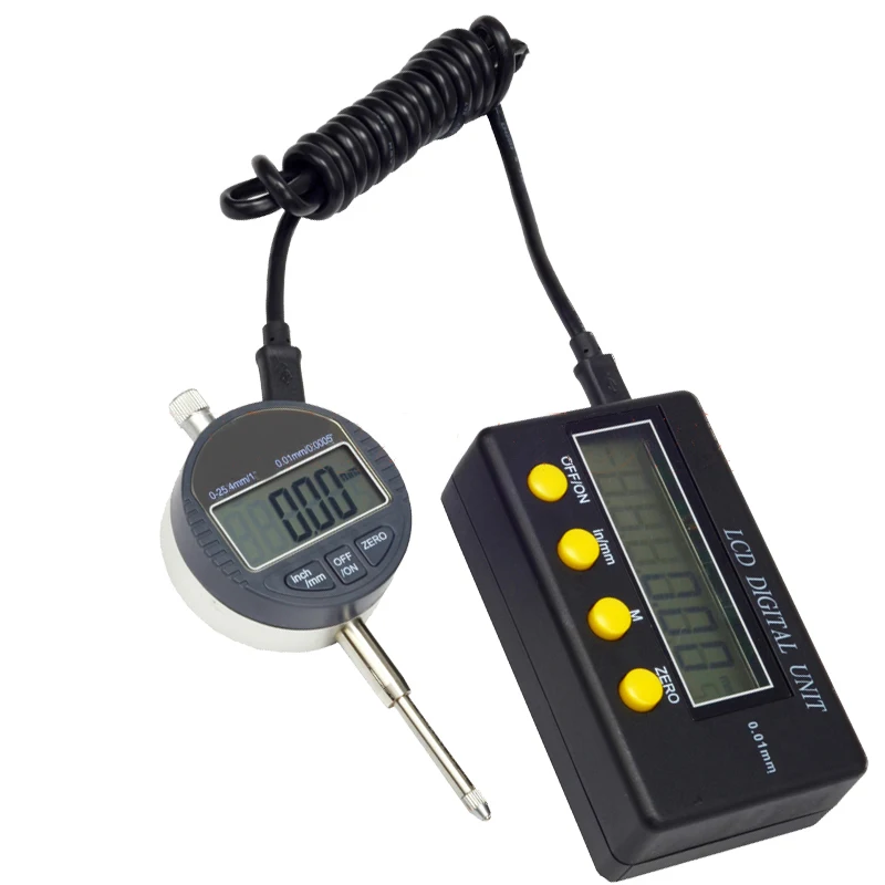 LCD 디스플레이 유닛, 디지털 디스플레이 유닛, 디지털 표시기, USB 포트, 0.01mm, 0.001mm, 12.7mm, 25.4mm
