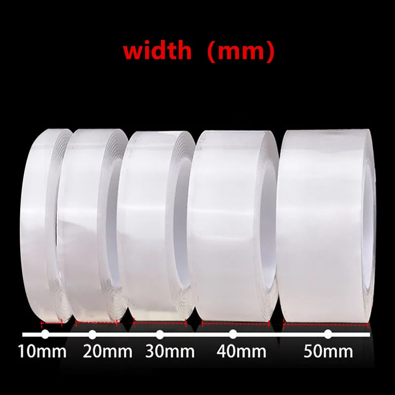 2-10M Double Sided Adhesive Tape Heavy Duty Transparent Washable  Ultra-strong Two Sided Mounting Tape Strips for Decoration