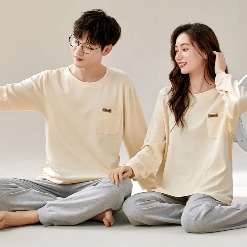 Autumn Couple Pajamas Sets for Men Plus Size Sleepwear Comfortable Homewear Autumn Spring Loungewear Long Sleeve Pijamas Suit