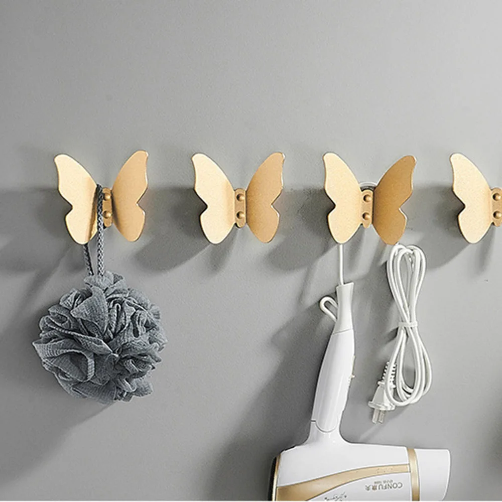 Creativity Butterflies Hook Aluminum Alloy Fashionable Wall Hook Key Storage Hanger Kitchen Bathroom Organizer For Towel Scarves 4