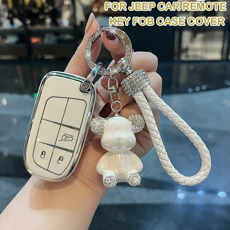 

Fashion Car Keychain TPU Car Key Fob Case Cover For Jeep Renegade Compass Grand Cherokee Chrysler 300C Wrangler Dodge 3 Buttons