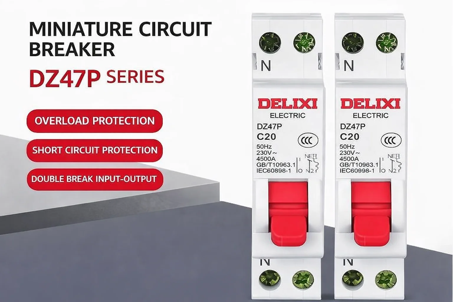 DELIXI Air Circuit Breaker DZ47P, 1P+N DPN Single Chip Air Switch 16A 20A 25A 32A 40A for Household Use