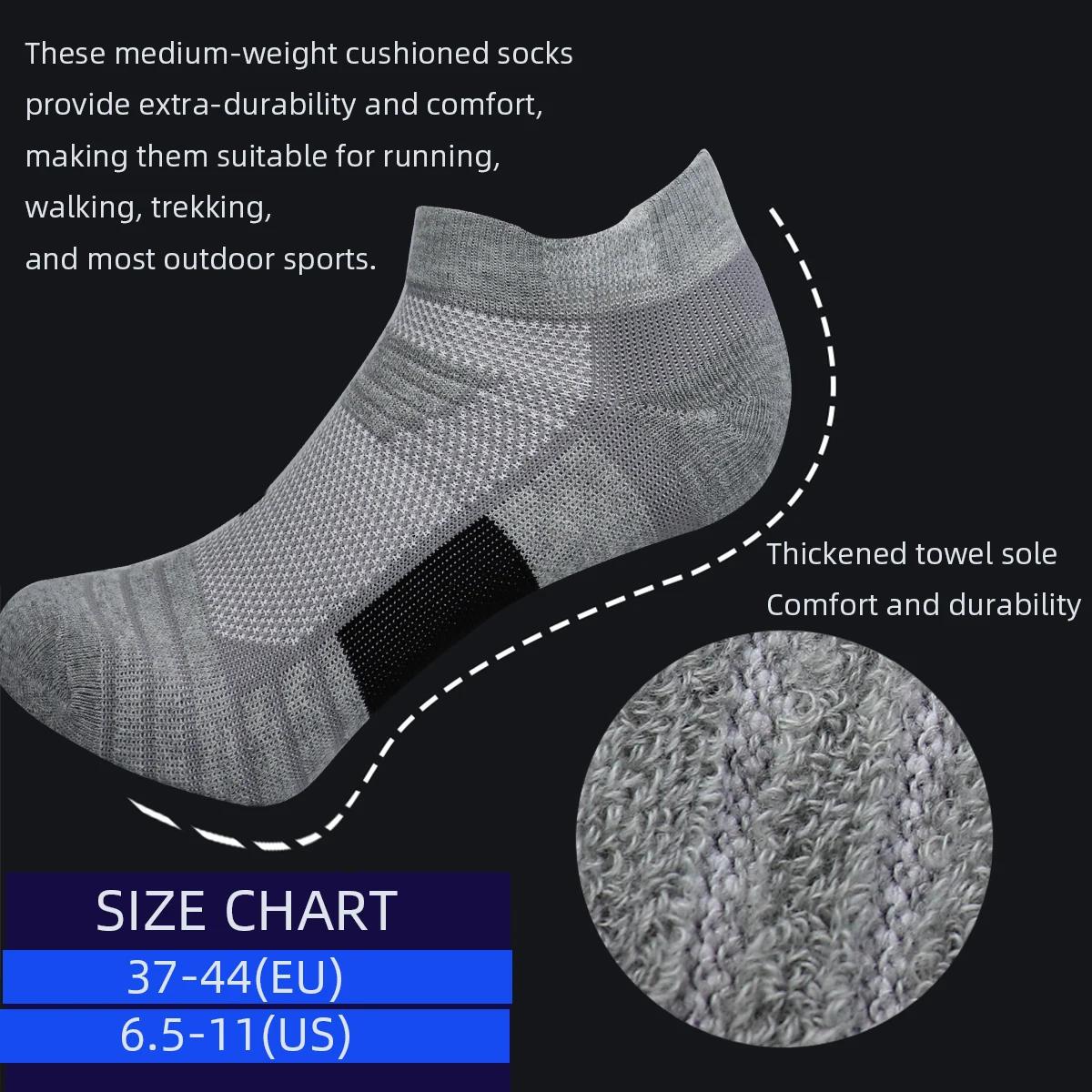 Cycling Socks 3 Pairs Men's Sport Basketball Running Compression Ankle Anti-slip Bike Bicycle Mtb