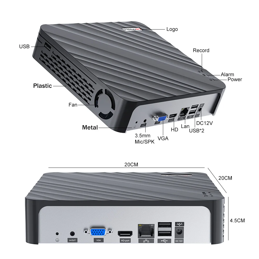 8MP H.265 NVR with Face Human Support Xmeye Pro App Mobile Monitoring 36CH 32CH 16CH 10CH 4K H.265 NVR HD 3840*2160 Output network video recorder