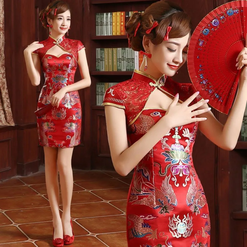 Cheongsam Wedding Dress Chinese Traditional Modern Lace 5XL female evening dress chinese dress