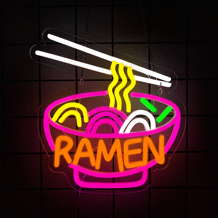 Neonverlichting bord Ramen LED Neon Lights voor Muur Decor Noodle Light Up Signs voor Restaurant Thuis Bar Keuken Cafeshop Japanse Noedel Shop Decoraties USB met Schakelaar