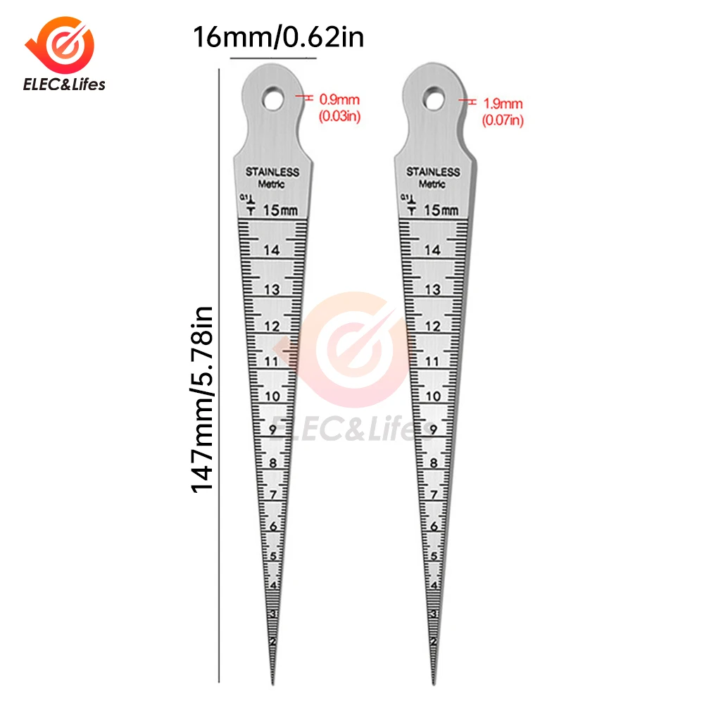 Stainless Steel Taper Welding Gauge Test Welding Taper Gap Gauge Depth Ruler Hole Inspection Tool 1-15mm For Measurement Tool