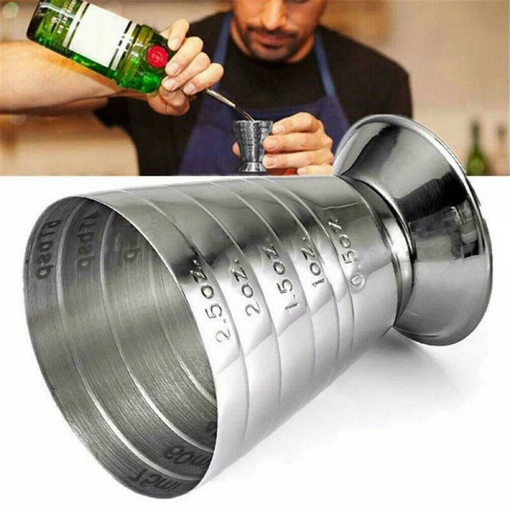 

75ML Stainless Steel Measure Cup Cocktail Tool Bar Mixed Drink Accessories 3 In 1 Cocktail Tools Bar Jigger Cup Barware