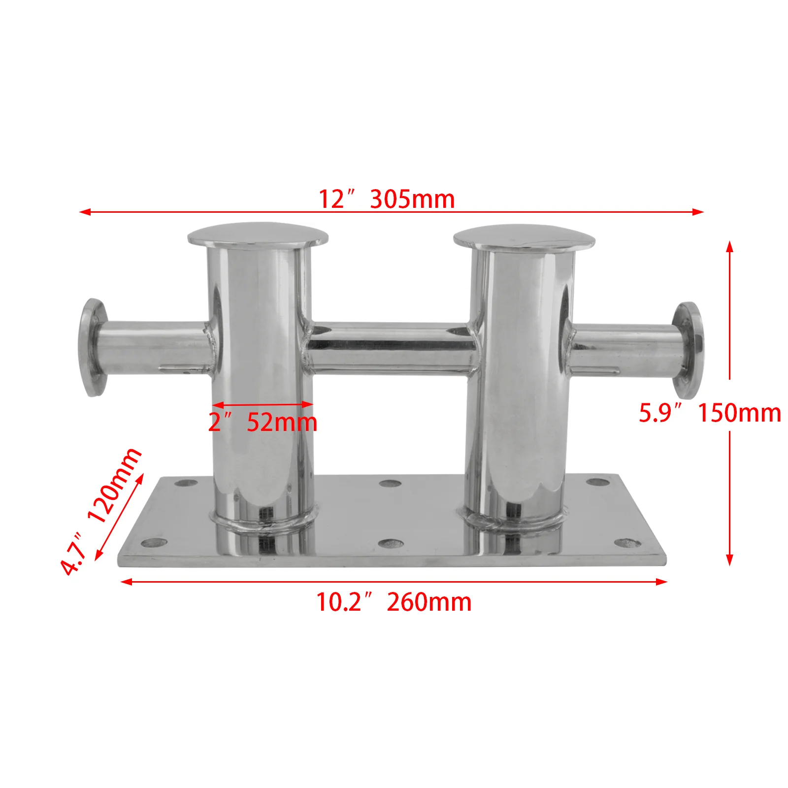Details about   Cross Bollard Solid Polished 316 Stainless Steel for Boat Decks 80X80X60Mm M2X8 