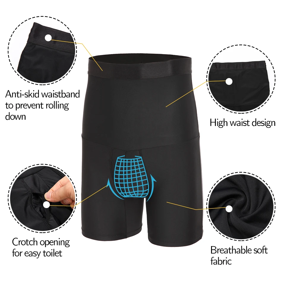Men Boxer Briefs Body Shaper Waist Trainer Compression Shorts Tummy Control High Waist Boxer Modeling Shapewear Open Crotch Pant