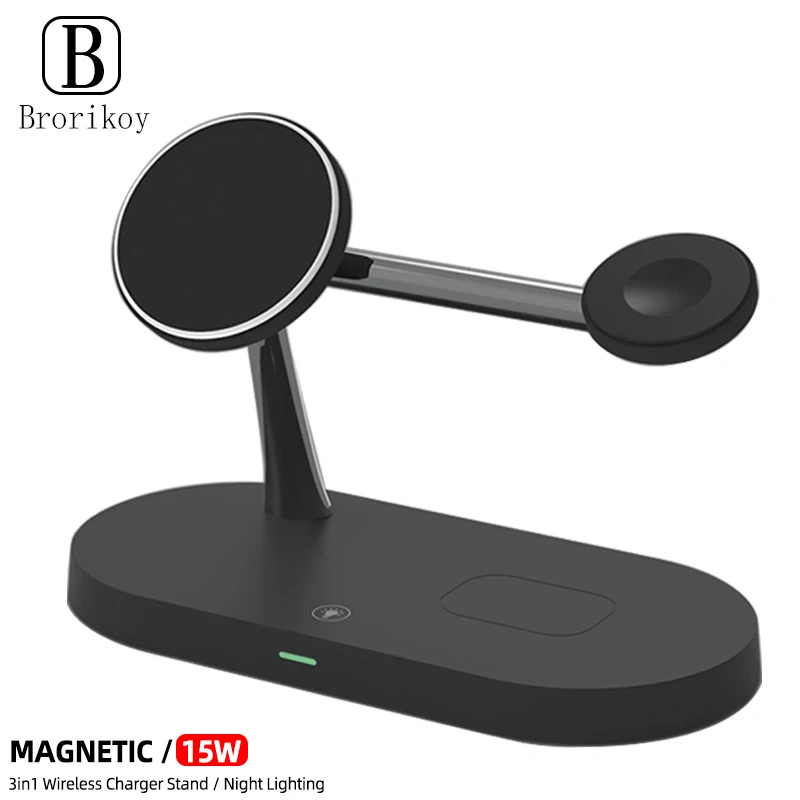 

4 in 1 Magnetic 15W Wireless Charger Stand For iPhone 12 ProMax 11 Apple Watch 6 5 4 Airpods Pro PD Fast Charging Station Holder