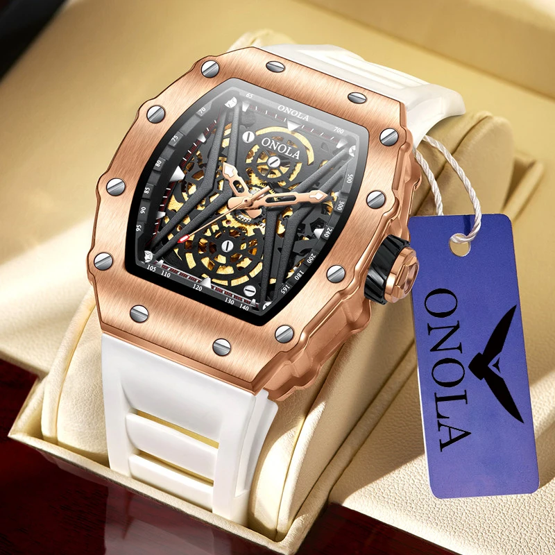 

ONOLA Brand Fashion Automatic Watch Square Hollow Watch Casual Luxury Waterproof Mechanic Watches for Men