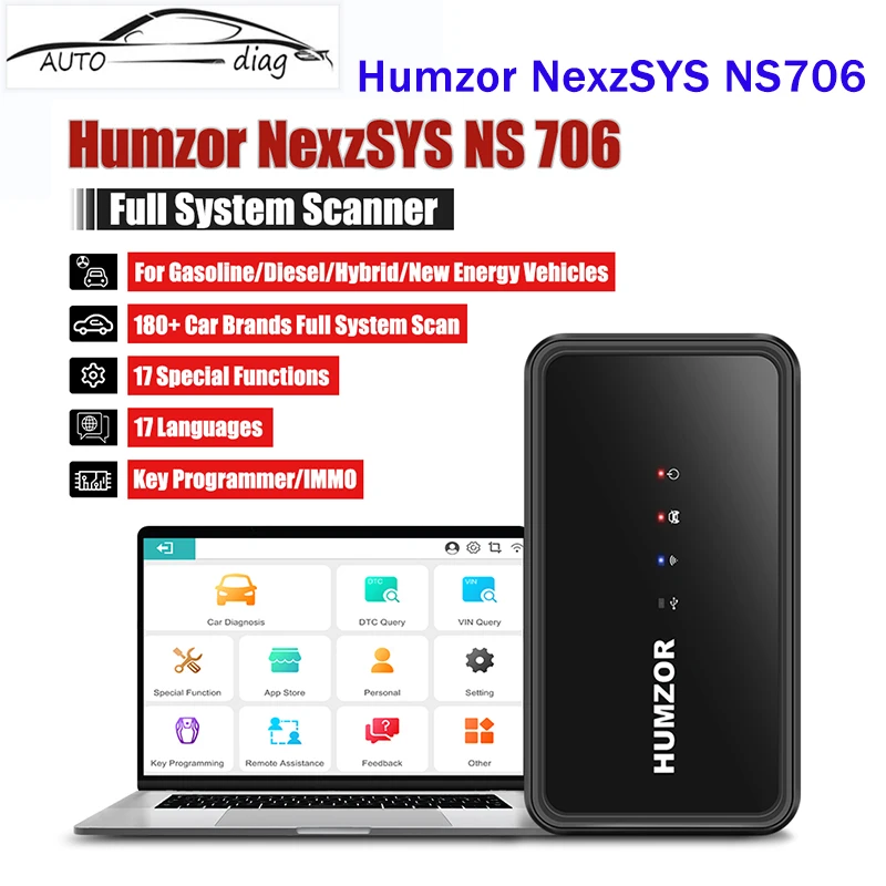 

Новинка 2023 года, сканер OBD 2 NexzSYS NS 706 OBD2, ПК, полная система, 17 услуг сброса, программатор ключей ECU OBDII, диагностические инструменты
