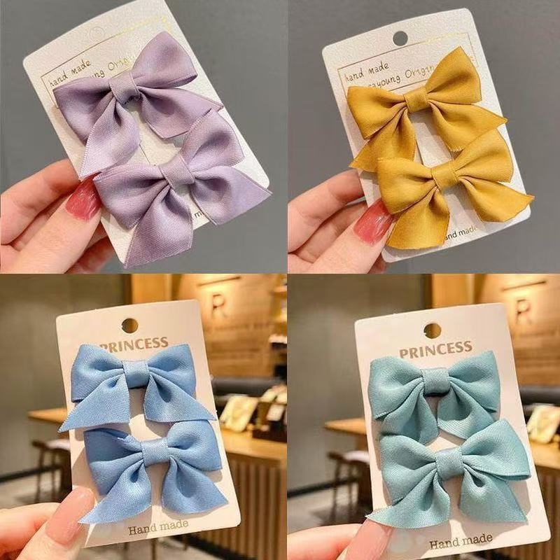 2 Pieces Purple Bows Sweet Little Girl Hair Summer Girls Net Clips Baby Hairpins Children Hair Clips For Kids Ladies Set Hairpin