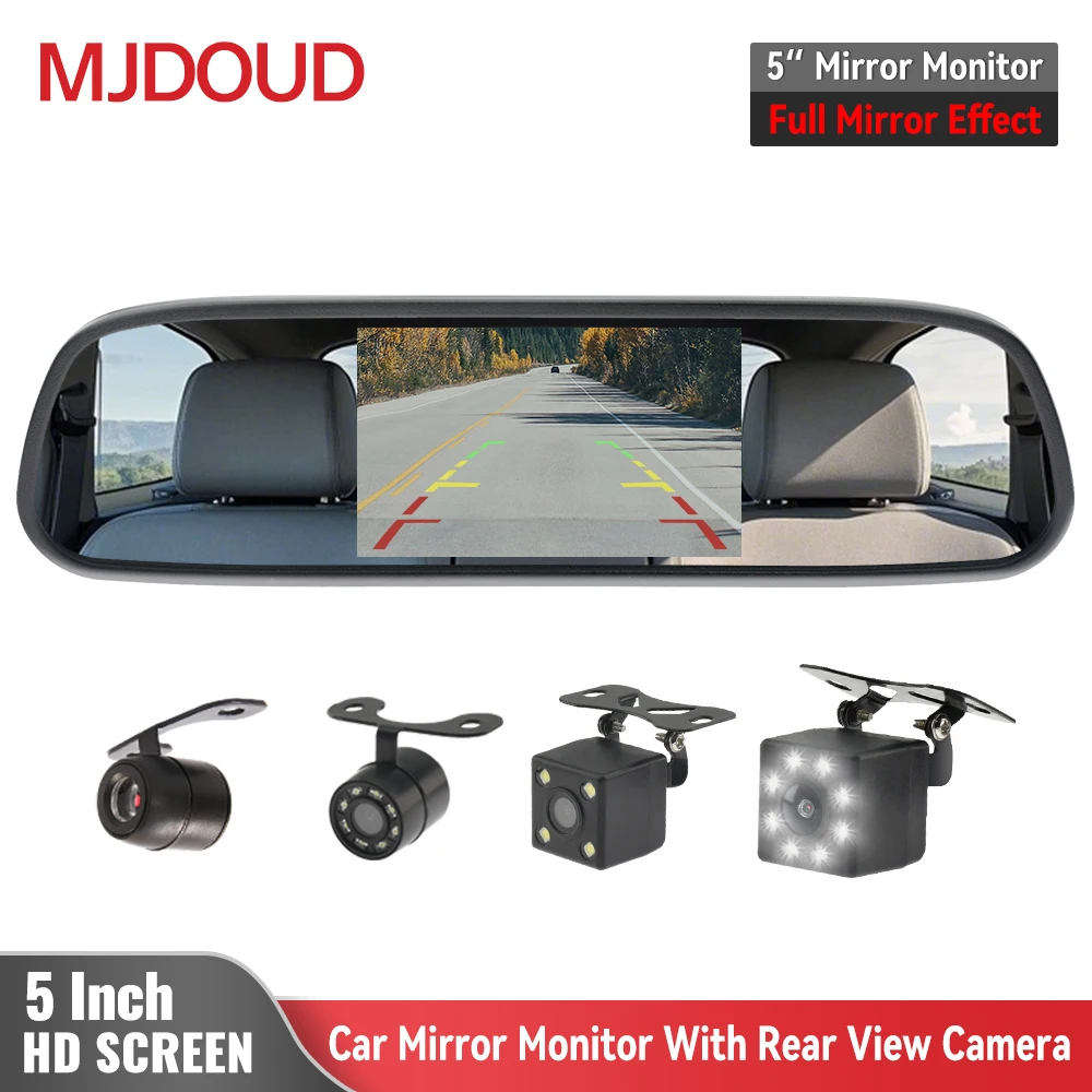 MJDOUD Car Rear View Mirror Monitor with Camera for Vehicle
