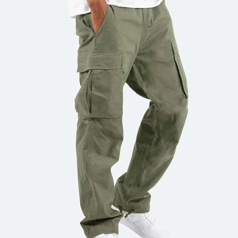 Spring Summer New Solid Color Youth Straight Pants Man Casual Loose Pocket Patchwork Drawstring Street Y2K All-match Trousers