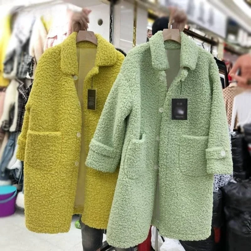 Imitation Lamb Down Jacket Women Coat Fur Coat Winter 2022 Hanbok Women's Winter Coat Woman Made Fur Coat Oversized Fluffy Coat