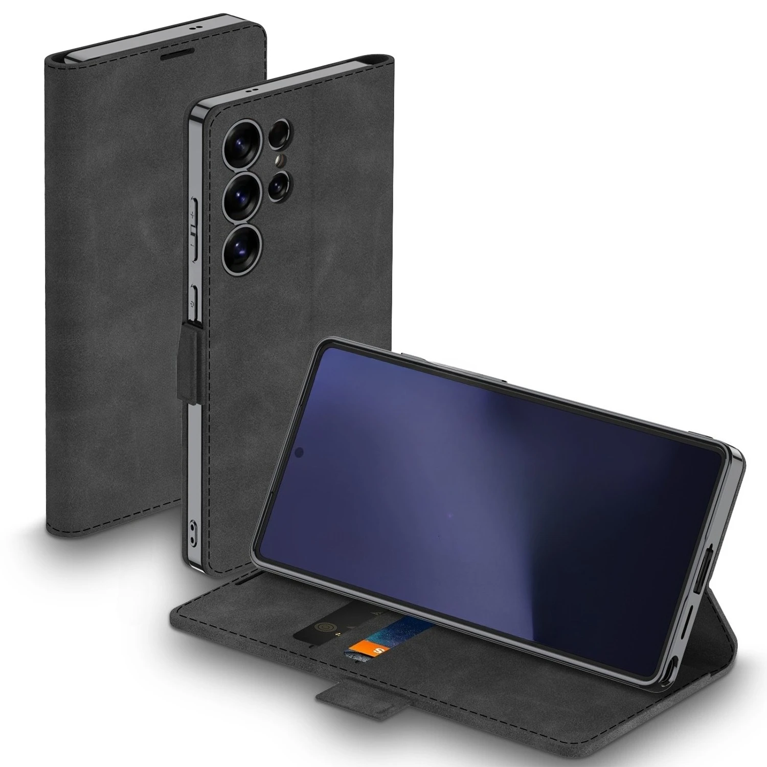 Elegant PU Leather Matte Wallet Phone Case with Card Holder & Magnetic Closure - All-Inclusive Skin Feel