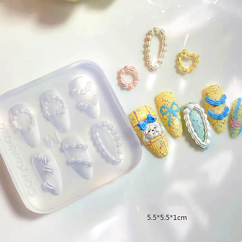 1pc 아이스크림 딸기 크림 쿠키 마녀 3D 아크릴 금형 네일 아트 장식 고양이 DIY 디자인 실리콘 네일 아트 손톱 금형