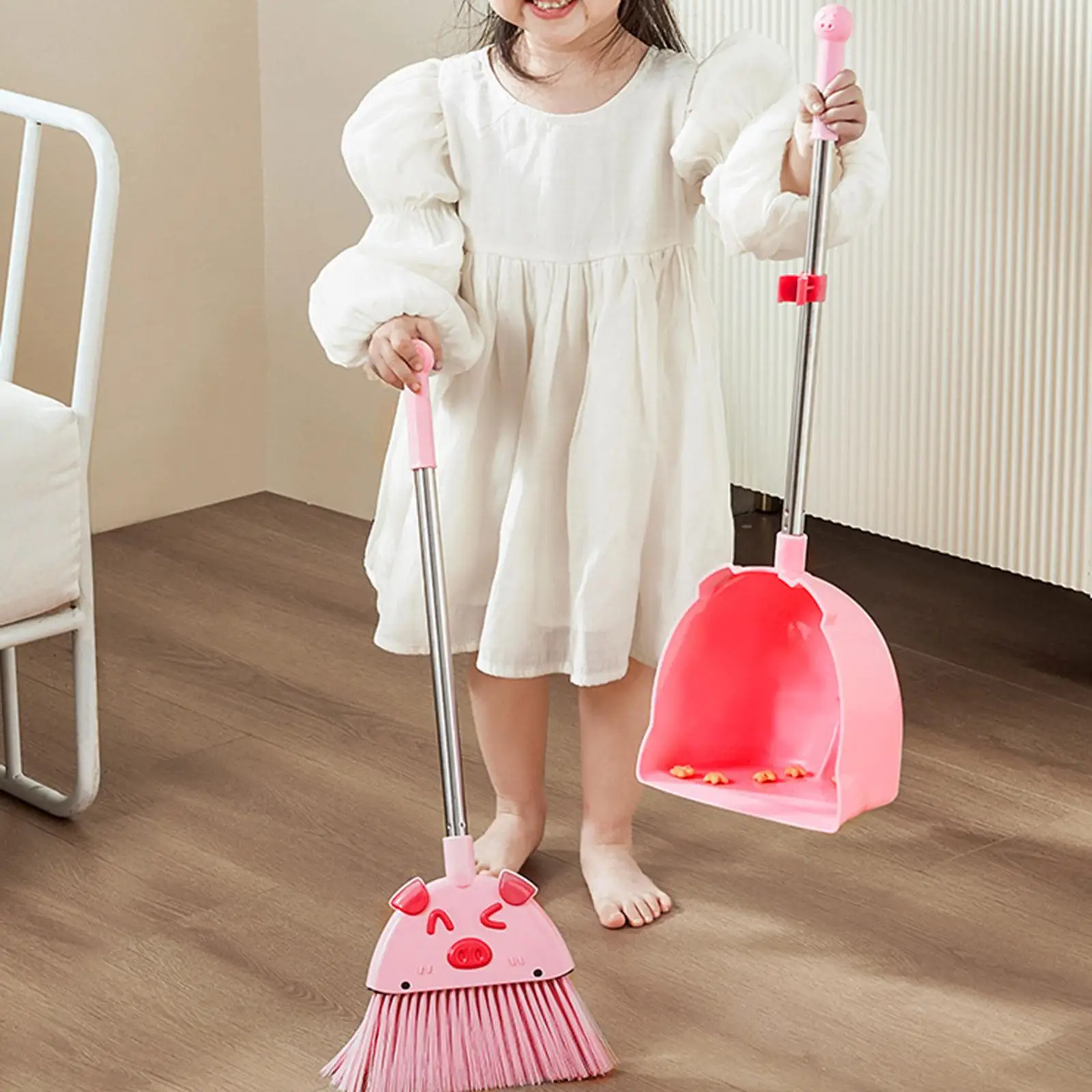 Kit Jouet De Nettoyage Pour Enfants - Balai, Pelle à Poussière, Simulation Ménage (rose, Pour 3-8 Ans)