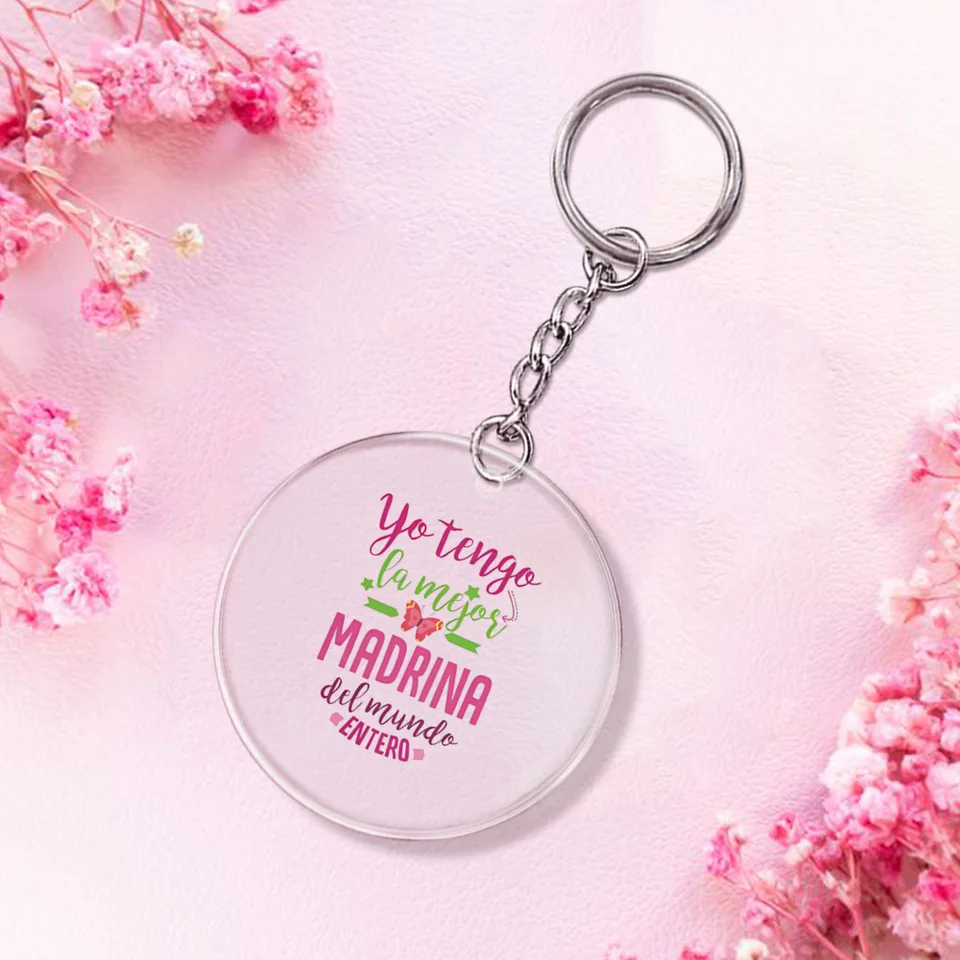 Portachiavi Personalizzato Per Madrina, Regalo Significativo In Acciaio Inossidabile Per Compleanno, Natale O Battesimo, Con Sacchetto Di Velluto Incluso