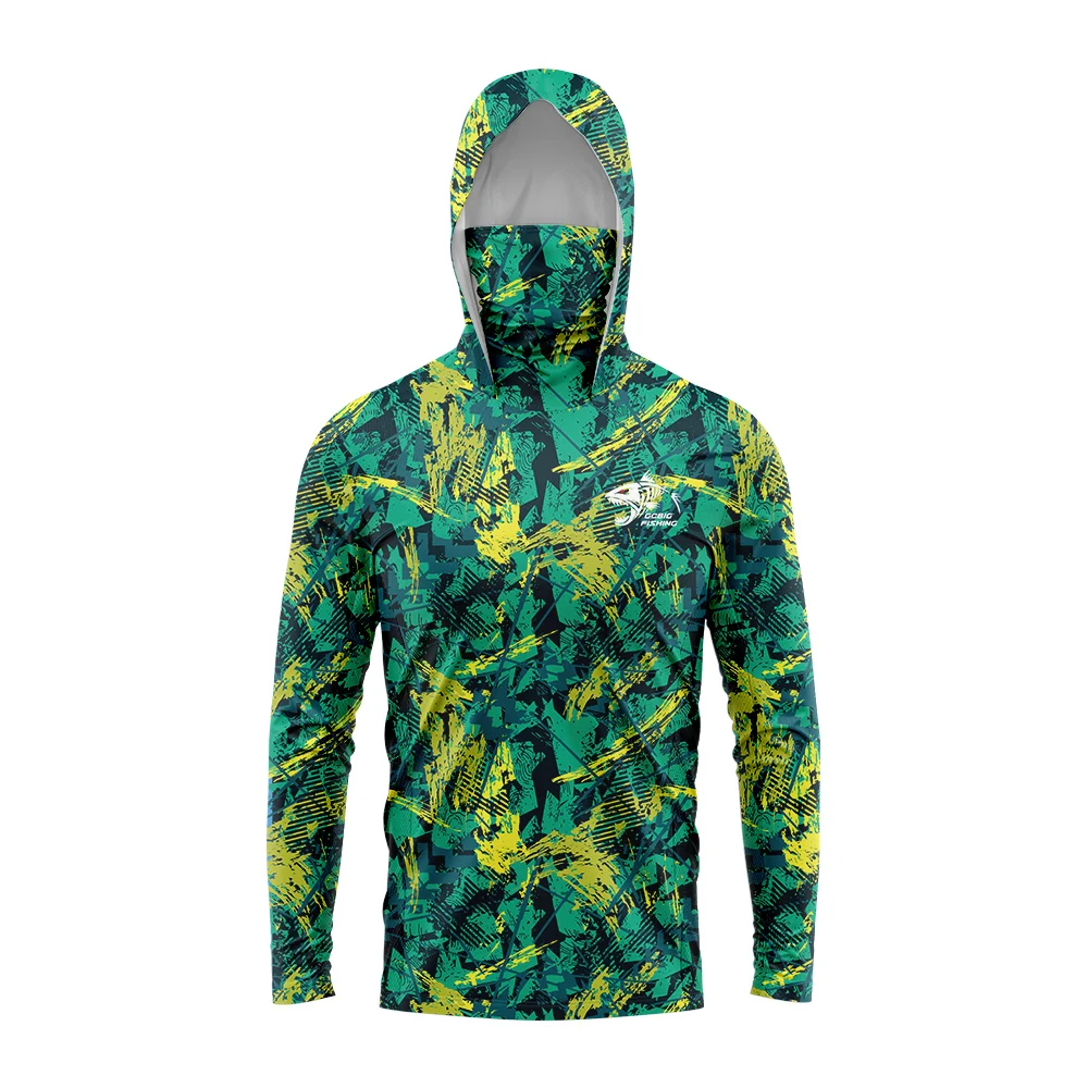 New Jungle Camouflage Sea Fishing Long Sleeve Fishing Hoodie for Men Anti-UV Sun Protection Clothes Fish Shirt Hunting Jerseys