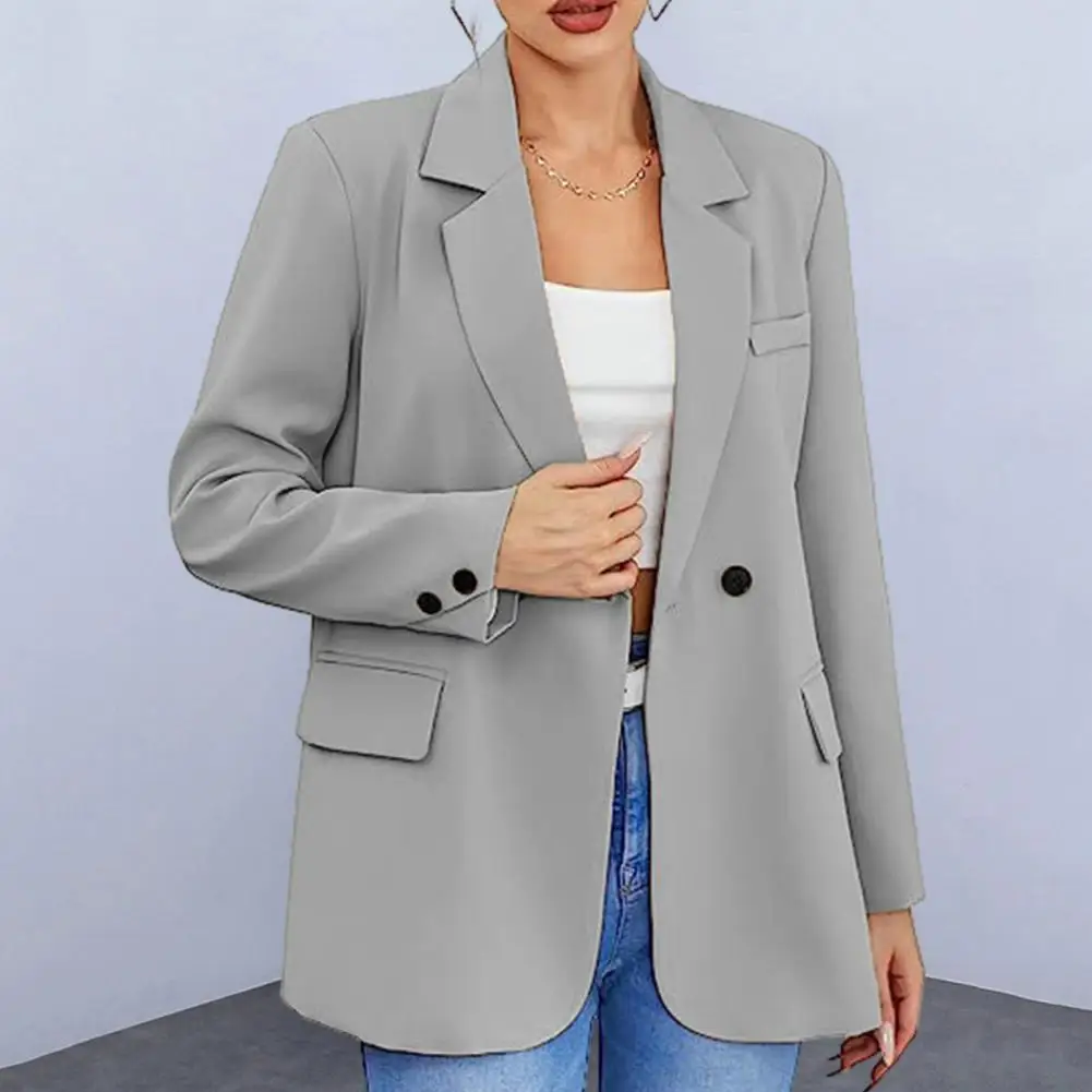 

Stylish Women Blazer Autumn Long Sleeve Coats Jackets Fashion Casual Lapel Neck Solid Work Suits Elegant Ladies Blouse